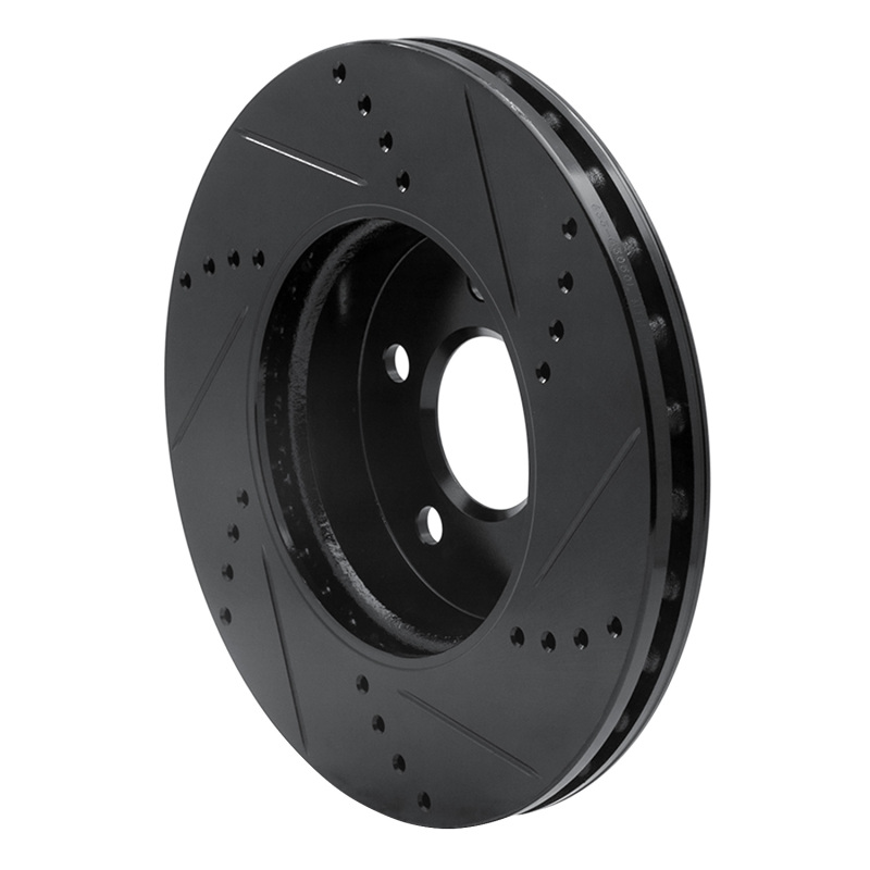 Mercedes-Benz E320 Brake Rotor (1) - Front Left - R1 Concepts - Drilled & Slotted - Black - `03-`09